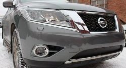 1 469 р. Нижняя сетка на бампер Russtal (черная)  Nissan Pathfinder  R52 (2012-2017) дорестайлинг  с доставкой в г. Владивосток. Увеличить фотографию 2