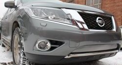 1 539 р. Нижняя сетка на бампер Russtal (хром)  Nissan Pathfinder  R52 (2012-2017) дорестайлинг  с доставкой в г. Владивосток. Увеличить фотографию 2