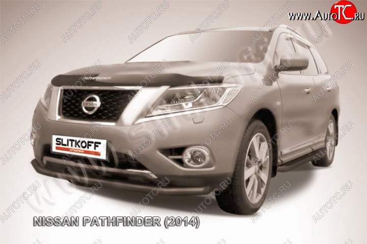 8 999 р. Защита переднего бампер Slitkoff  Nissan Pathfinder  R52 (2012-2017) дорестайлинг (Цвет: серебристый)  с доставкой в г. Владивосток