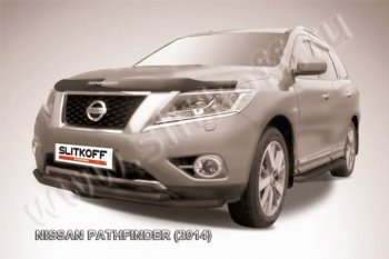 9 999 р. Защита переднего бампер Slitkoff  Nissan Pathfinder  R52 (2012-2017) дорестайлинг (Цвет: серебристый)  с доставкой в г. Владивосток. Увеличить фотографию 1