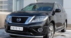 17 999 р. Одинарная защита переднего бампера диаметром 63 мм SLITKOFF  Nissan Pathfinder  R52 (2012-2017) дорестайлинг  с доставкой в г. Владивосток. Увеличить фотографию 2