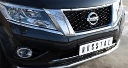 17 999 р. Одинарная защита переднего бампера диаметром 63 мм SLITKOFF  Nissan Pathfinder  R52 (2012-2017) дорестайлинг  с доставкой в г. Владивосток. Увеличить фотографию 3