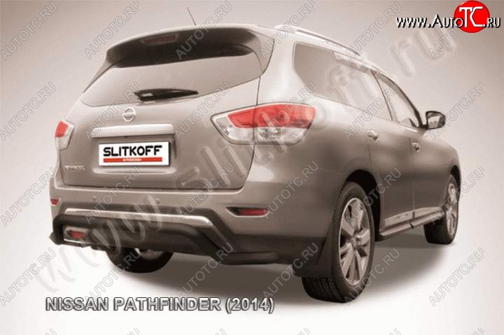 11 249 р. Защита задняя Slitkoff Nissan Pathfinder R52 дорестайлинг (2012-2017) (Цвет: серебристый)  с доставкой в г. Владивосток