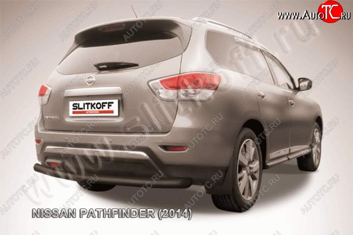 11 249 р. Защита задняя Slitkoff  Nissan Pathfinder  R52 (2012-2017) дорестайлинг (Цвет: серебристый)  с доставкой в г. Владивосток