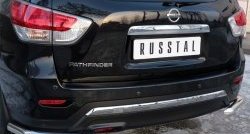 17 999 р. Защита заднего бампера (Ø63 мм уголки, нержавейка) SLITKOFF  Nissan Pathfinder  R52 (2012-2017) дорестайлинг  с доставкой в г. Владивосток. Увеличить фотографию 2