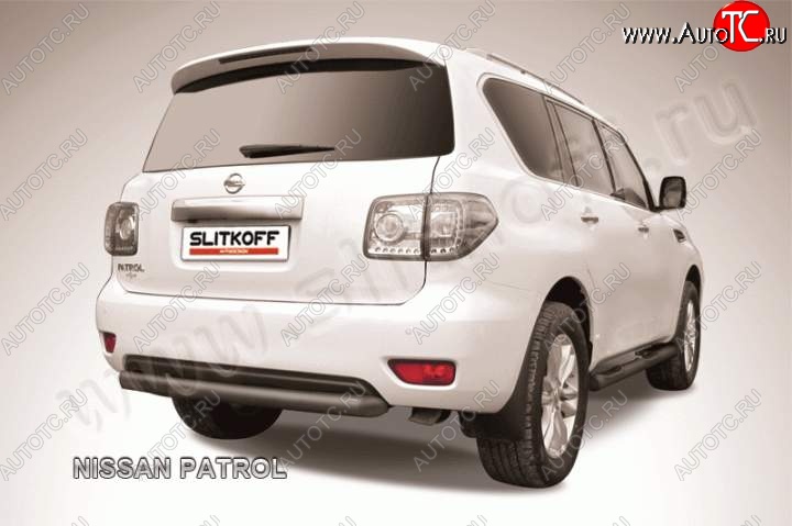 13 899 р. Защита задняя Slitkoff  Nissan Patrol  6 (2010-2014) Y62 дорестайлинг (Цвет: серебристый)  с доставкой в г. Владивосток