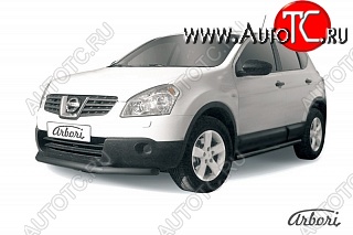 5 939 р. Защита переднего бампера Arbori (короткая, черная, 1 труба d57 mm). Nissan Qashqai 1 дорестайлинг (2007-2010)  с доставкой в г. Владивосток