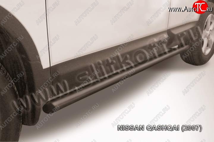 10 949 р. Защита порогов Slitkoff  Nissan Qashqai  1 (2007-2010) дорестайлинг (Цвет: серебристый)  с доставкой в г. Владивосток