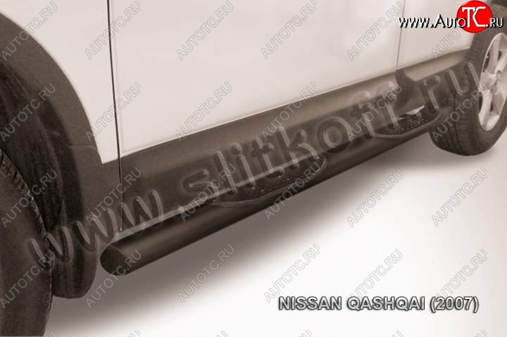 13 749 р. Защита порогов Slitkoff  Nissan Qashqai  1 (2007-2010) дорестайлинг (Цвет: серебристый)  с доставкой в г. Владивосток