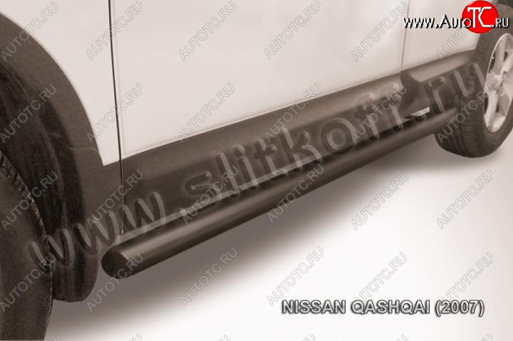 11 749 р. Защита порогов Slitkoff  Nissan Qashqai  1 (2007-2010) дорестайлинг (Цвет: серебристый)  с доставкой в г. Владивосток