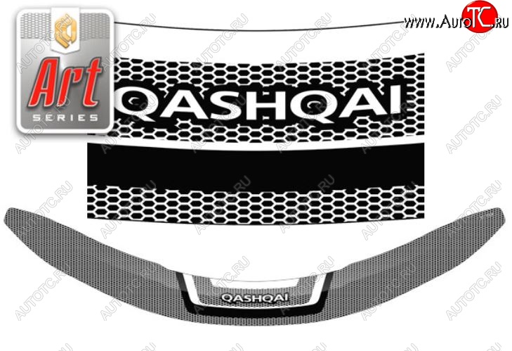 2 399 р. Дефлектор капота CA-Plastiс  Nissan Qashqai  2 (2013-2019) J11 дорестайлинг (Серия Art графит)  с доставкой в г. Владивосток