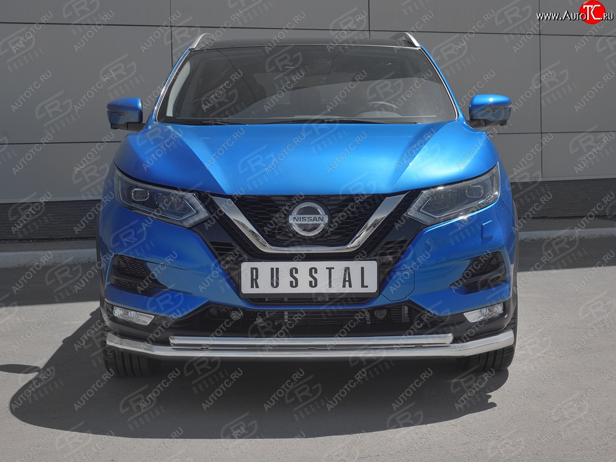 20 949 р. Защита переднего бампера (2 трубы Ø63 и 42 мм, нержавейка) SLITKOFF Nissan Qashqai 2 J11 рестайлинг (2017-2022)  с доставкой в г. Владивосток