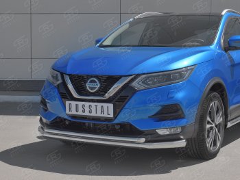 20 949 р. Защита переднего бампера (2 трубы Ø63 и 42 мм, нержавейка) SLITKOFF Nissan Qashqai 2 J11 рестайлинг (2017-2022)  с доставкой в г. Владивосток. Увеличить фотографию 2