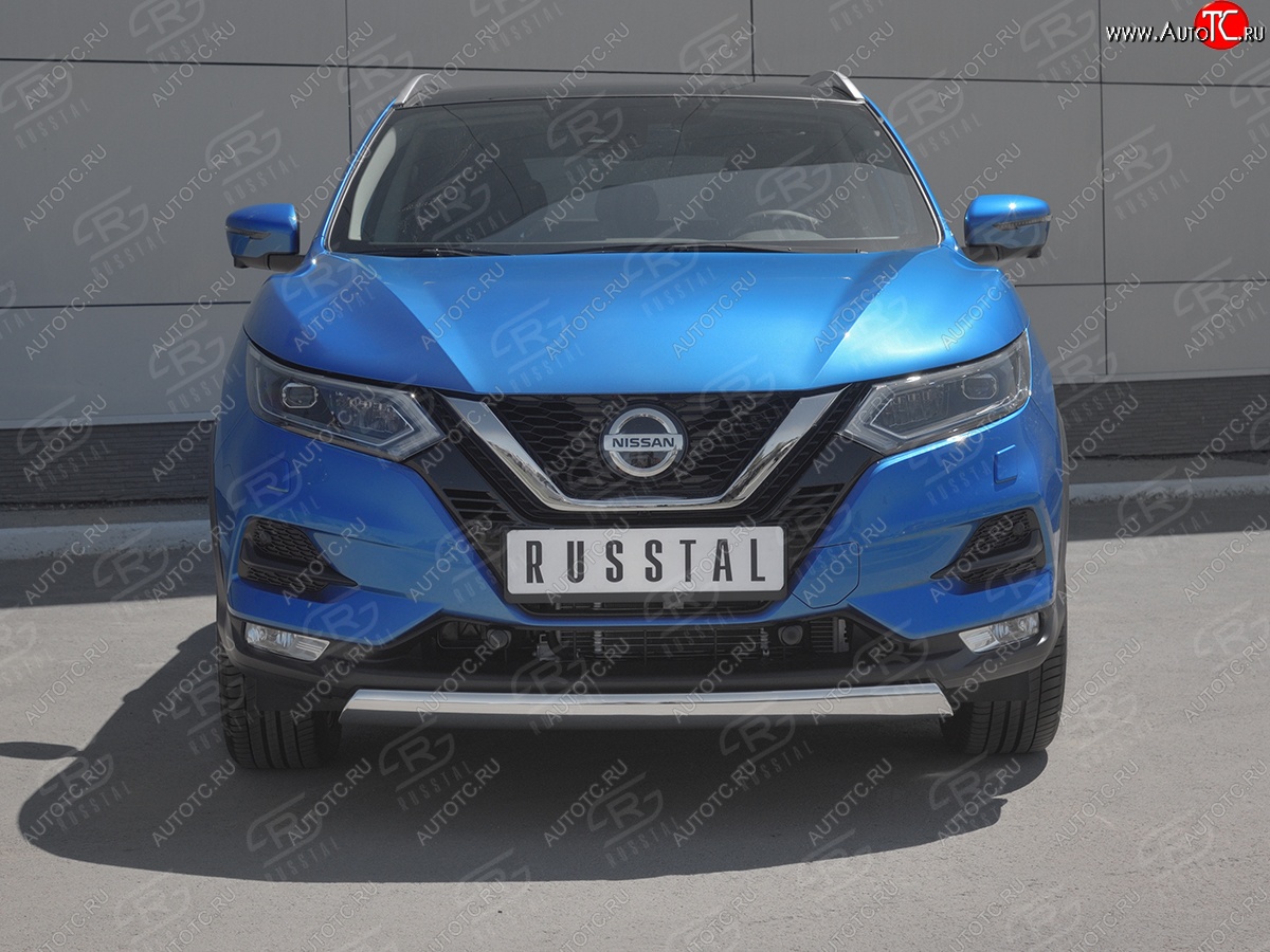 14 999 р. Защита переднего бампера (Ø75x42 мм, нержавейка) Russtal Nissan Qashqai 2 J11 рестайлинг (2017-2022)  с доставкой в г. Владивосток