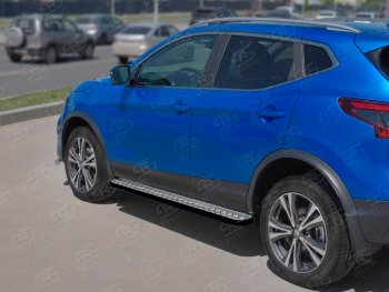 22 999 р. Порожки для ног SLITKOFF (Ø42 мм)  Nissan Qashqai  2 (2017-2022) J11 рестайлинг (Лист алюминиевый, труба - сталь окрашенная в черный цвет)  с доставкой в г. Владивосток. Увеличить фотографию 1