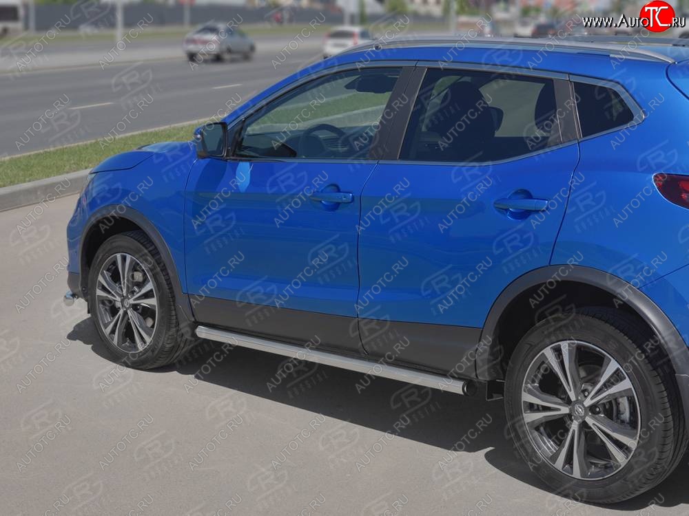 20 849 р. Защита порогов (Ø63 мм, нержавейка) SLITKOFF  Nissan Qashqai  2 (2017-2022) J11 рестайлинг (С пластиковыми заглушками на торцах)  с доставкой в г. Владивосток