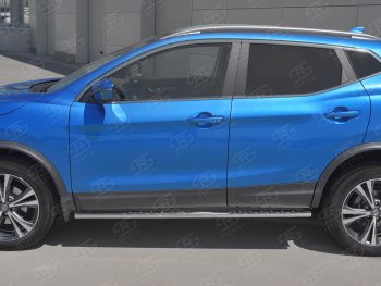 21 749 р. Защита порогов (Ø75x42 мм с проступью, нержавейка) Russtal Nissan Qashqai 2 J11 рестайлинг (2017-2022)  с доставкой в г. Владивосток. Увеличить фотографию 2