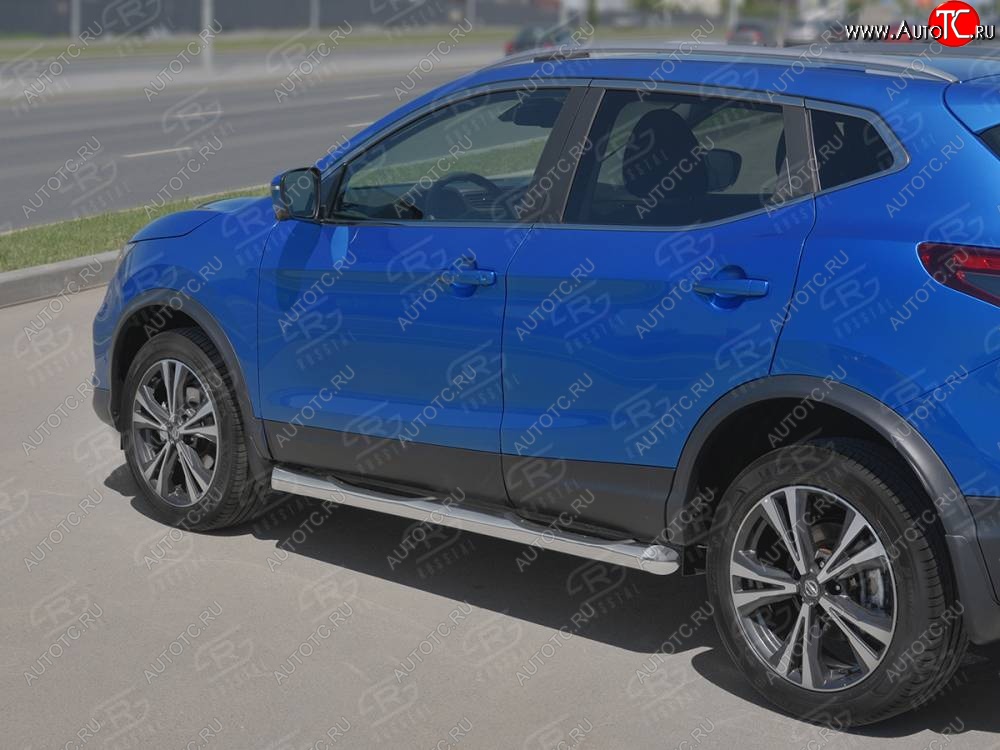 26 999 р. Защита порогов (Ø76 мм с проступью, нержавейка) SLITKOFF  Nissan Qashqai  2 (2017-2022) J11 рестайлинг (Металлические торцы под 45°)  с доставкой в г. Владивосток