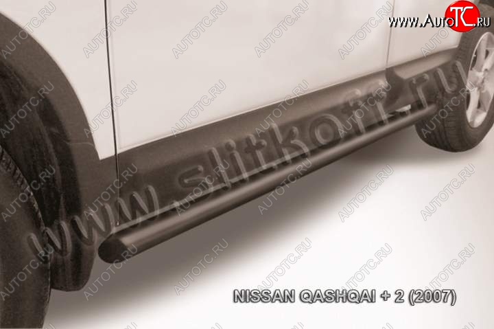 10 949 р. Защита порогов Slitkoff  Nissan Qashqai +2  1 (2008-2010) J10 дорестайлинг (Цвет: серебристый)  с доставкой в г. Владивосток