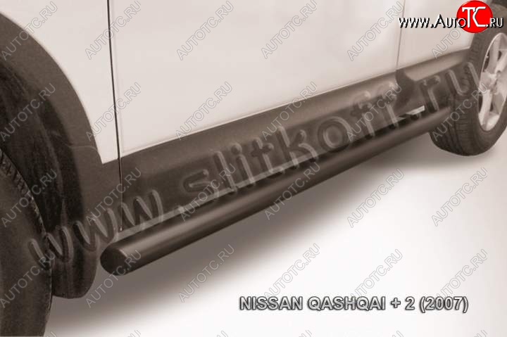 11 749 р. Защита порогов Slitkoff  Nissan Qashqai +2  1 (2008-2010) J10 дорестайлинг (Цвет: серебристый)  с доставкой в г. Владивосток