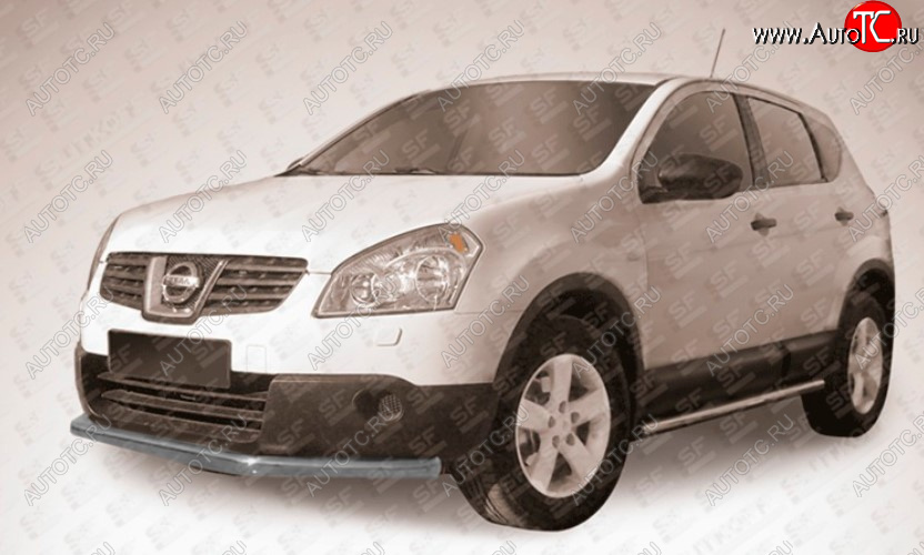 8 999 р. Защита переднего бампера Slitkoff (Ø 57 мм, длинная).  Nissan Qashqai  1 (2010-2013) J10 рестайлинг (Сталь с полимерным покрытием. Цвет: серебристый)  с доставкой в г. Владивосток