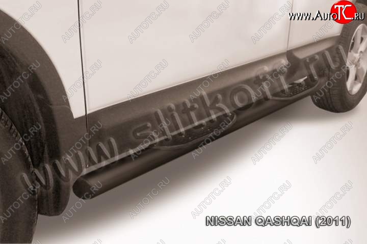 14 999 р. Защита порогов Slitkoff  Nissan Qashqai  1 (2010-2013) J10 рестайлинг (Цвет: серебристый)  с доставкой в г. Владивосток