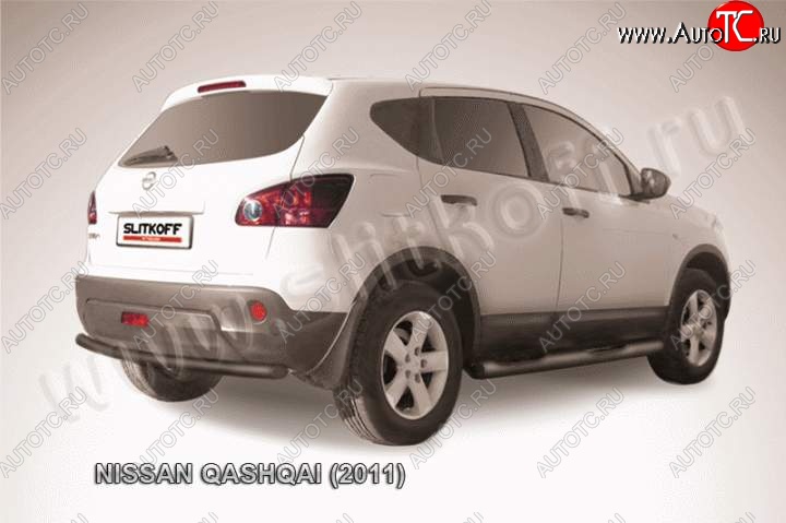 8 449 р. Защита задняя Slitkoff Nissan Qashqai 1 J10 рестайлинг (2010-2013) (Цвет: серебристый)  с доставкой в г. Владивосток