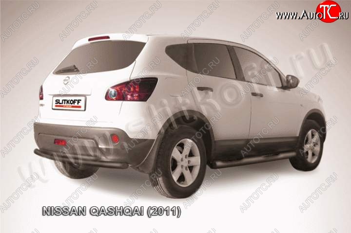 9 949 р. Защита задняя Slitkoff Nissan Qashqai 1 J10 рестайлинг (2010-2013) (Цвет: серебристый)  с доставкой в г. Владивосток