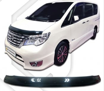 1 999 р. Дефлектор капота CA-Plastiс Nissan Serena C26 минивэн рестайлинг (2013-2016) (Classic черный, Без надписи)  с доставкой в г. Владивосток. Увеличить фотографию 1