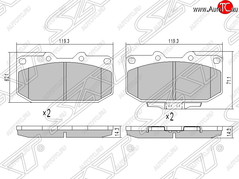 1 299 р. Колодки тормозные SAT (передние)  Subaru Impreza ( GD,  GG) (2000-2007) седан дорестайлинг, седан 1-ый рестайлинг, хэтчбэк 1-ый рестайлинг, седан 2-ой рестайлинг, хэтчбэк 2-ой рестайлинг  с доставкой в г. Владивосток