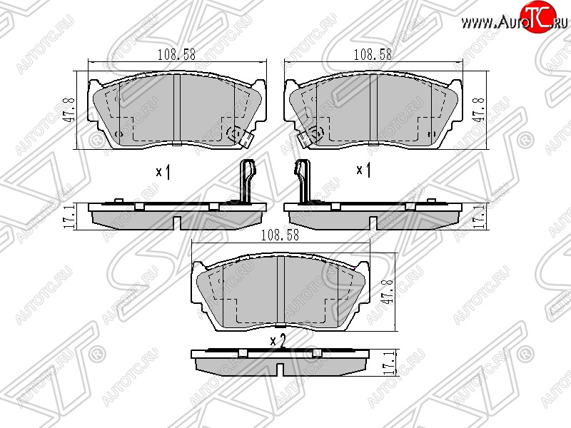 1 039 р. Колодки тормозные SAT (передние)  Nissan Sunny  N14 (1990-1998)  с доставкой в г. Владивосток