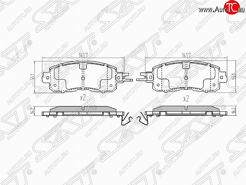 1 579 р. Колодки тормозные (передние) SAT  Nissan Teana  3 L33 (2014-2020) дорестайлинг  с доставкой в г. Владивосток