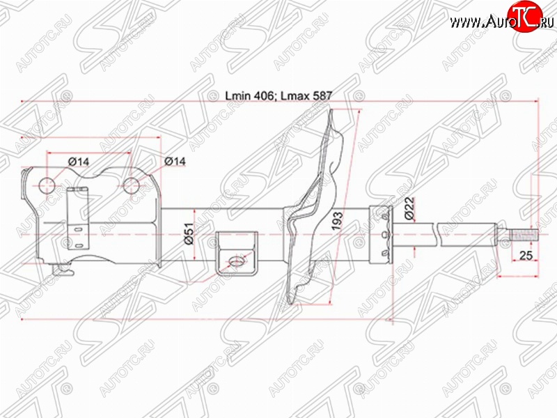 4 899 р. Правый амортизатор передний SAT Nissan Teana 1 J31 дорестайлинг (2003-2005)  с доставкой в г. Владивосток