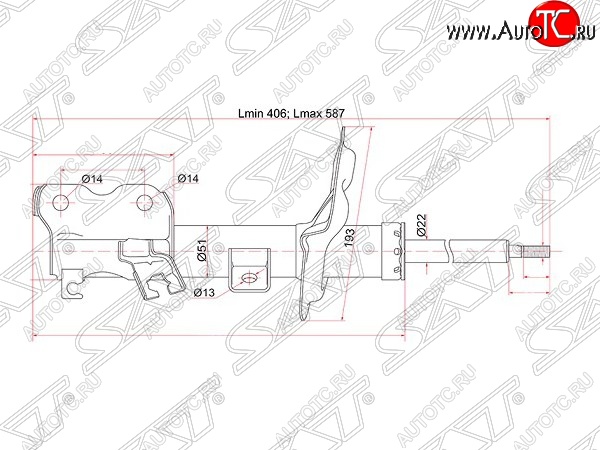 4 899 р. Левый амортизатор передний SAT Nissan Teana 1 J31 дорестайлинг (2003-2005)  с доставкой в г. Владивосток