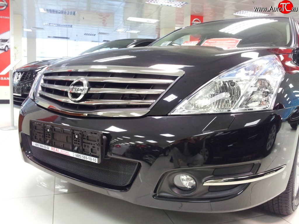 1 469 р. Сетка на бампер Russtal (черная) Nissan Teana 2 J32 дорестайлинг (2008-2011)  с доставкой в г. Владивосток