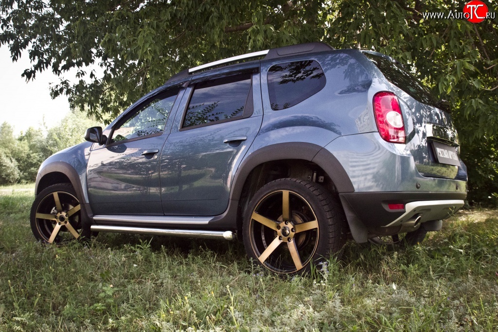 6 249 р. Накладки колесных арок RA (короткие, комплект)  Renault Duster  HS (2010-2015) дорестайлинг (Поверхность шагрень)  с доставкой в г. Владивосток