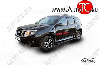 11 609 р. Порожки для ног Arbori Optima Black Nissan Terrano D10 дорестайлинг (2013-2016)  с доставкой в г. Владивосток