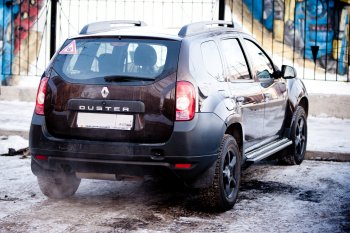 15 899 р. Порожки для ног из трубы Ø51 с алюминиевой площадкой Petroil Tuning Эстонец Nissan Terrano D10 дорестайлинг (2013-2016) (Черный (Шагрень))  с доставкой в г. Владивосток. Увеличить фотографию 5