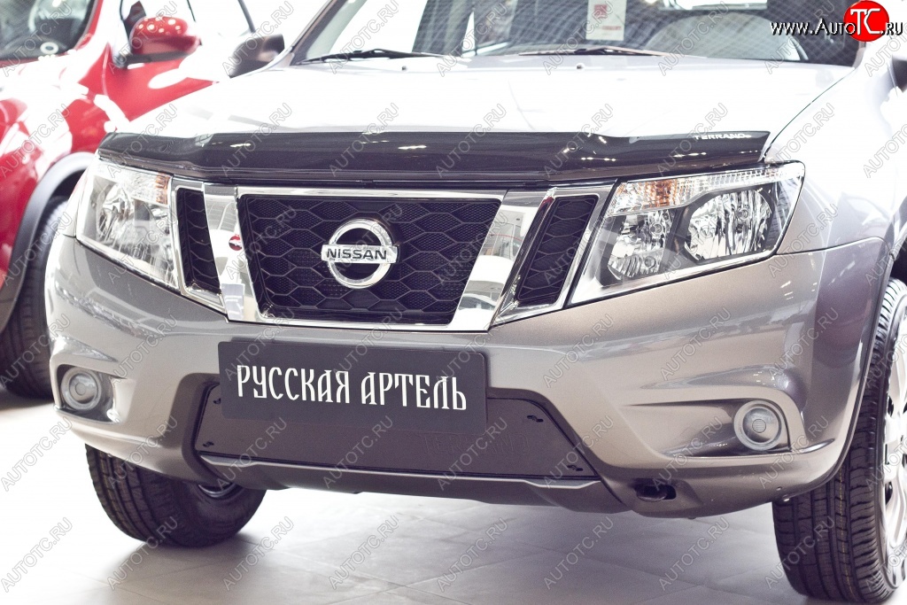 1 199 р. Зимняя заглушка решетки переднего бампера РА  Nissan Terrano  D10 (2013-2022) дорестайлинг, рестайлинг  с доставкой в г. Владивосток