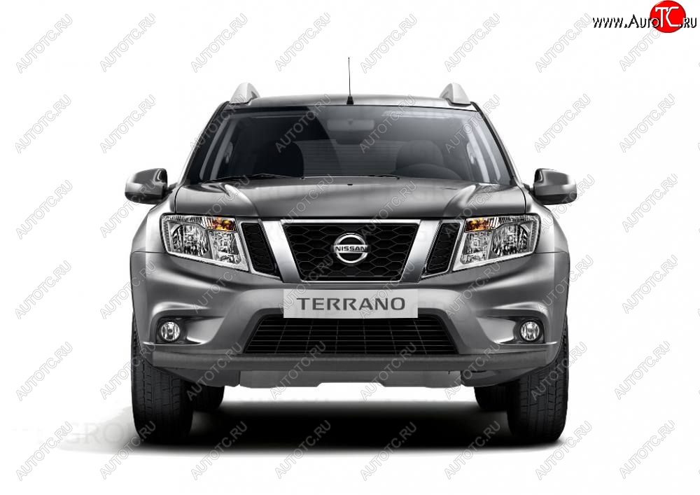 4 299 р. Защита переднего бампера (одинарная, Ø63 мм) Petroil Tuning Nissan Terrano D10 дорестайлинг (2013-2016) (Серебристый (Искра))  с доставкой в г. Владивосток