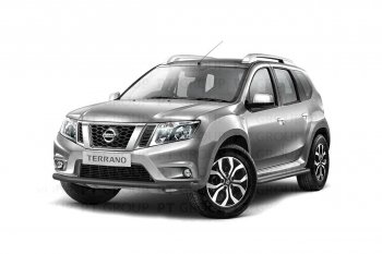 4 299 р. Защита переднего бампера (одинарная, Ø63 мм) Petroil Tuning Nissan Terrano D10 дорестайлинг (2013-2016) (Серебристый (Искра))  с доставкой в г. Владивосток. Увеличить фотографию 2