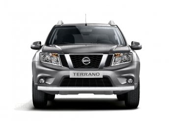 4 299 р. Защита переднего бампера (одинарная, Ø63 мм) Petroil Tuning Nissan Terrano D10 дорестайлинг (2013-2016) (Серебристый (Искра))  с доставкой в г. Владивосток. Увеличить фотографию 3