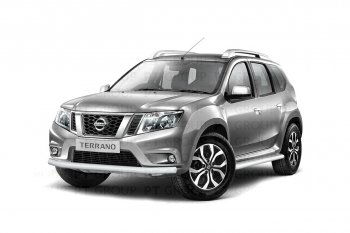 4 299 р. Защита переднего бампера (одинарная, Ø63 мм) Petroil Tuning Nissan Terrano D10 дорестайлинг (2013-2016) (Серебристый (Искра))  с доставкой в г. Владивосток. Увеличить фотографию 4