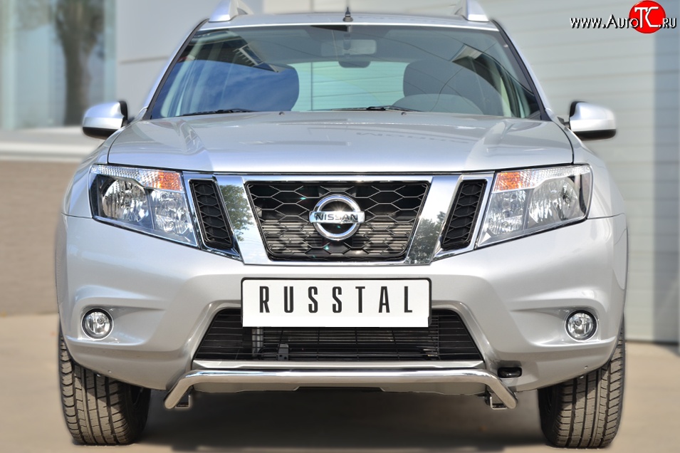 13 699 р. Защита переднего бампера (Ø42 мм волна, нержавейка) SLITKOFF Nissan Terrano D10 дорестайлинг (2013-2016)  с доставкой в г. Владивосток