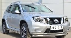 17 299 р. Защита порогов из круглой трубы диаметром 63 мм Russtal Nissan Terrano D10 дорестайлинг (2013-2016) (Защита порогов с со скосами на торцах (вариант 1))  с доставкой в г. Владивосток. Увеличить фотографию 3