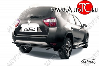 7 019 р. Защита заднего бампера Arbori (черная, 1 труба d42 mm). Nissan Terrano D10 дорестайлинг (2013-2016)  с доставкой в г. Владивосток