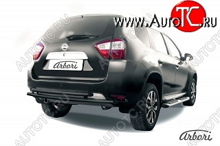 7 019 р. Защита заднего бампера Arbori (черная, 2 трубы d42 mm). Nissan Terrano D10 дорестайлинг (2013-2016)  с доставкой в г. Владивосток