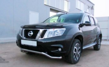 10 449 р. Защита переднего бампера Slitkoff (Ø 57, волна)  Nissan Terrano  D10 (2013-2022) дорестайлинг, рестайлинг (Нержавеющая сталь)  с доставкой в г. Владивосток. Увеличить фотографию 1