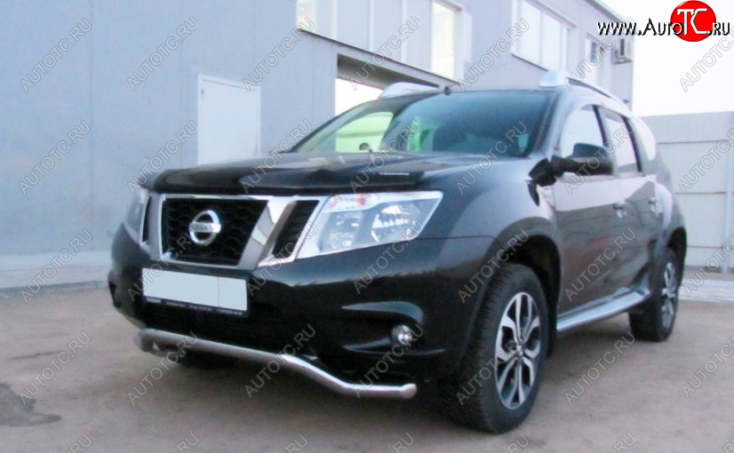 10 449 р. Защита переднего бампера Slitkoff (Ø 57, волна)  Nissan Terrano  D10 (2013-2022) дорестайлинг, рестайлинг (Нержавеющая сталь)  с доставкой в г. Владивосток