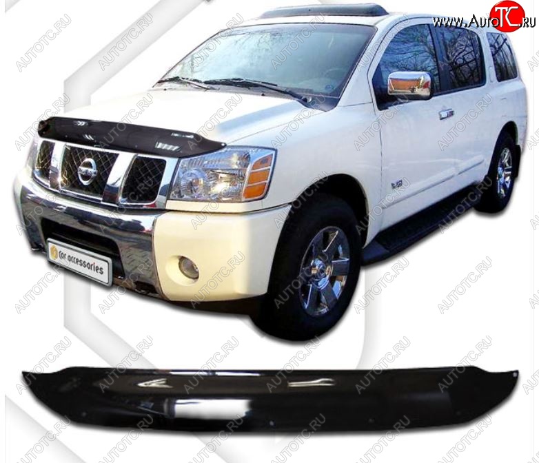 2 159 р. Дефлектор капота CA-Plastiс  Nissan titan (2003-2015) (Classic черный, Без надписи)  с доставкой в г. Владивосток